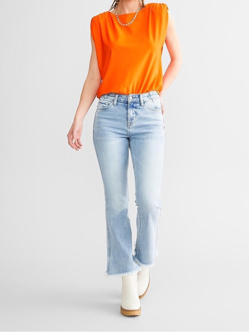 Flying Monkey High Rise Cropped Flare Stretch Jeans Size 27